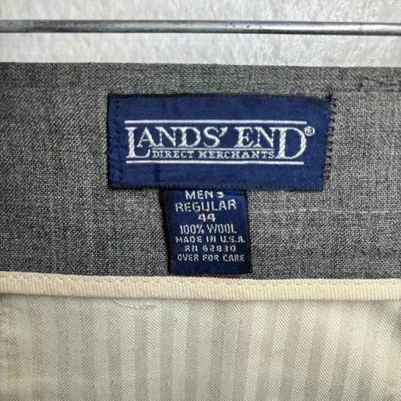 Lands End 100% Wool Classic Grey Tailored Dress Pants Size Regular 44 - Picture 5 of 9